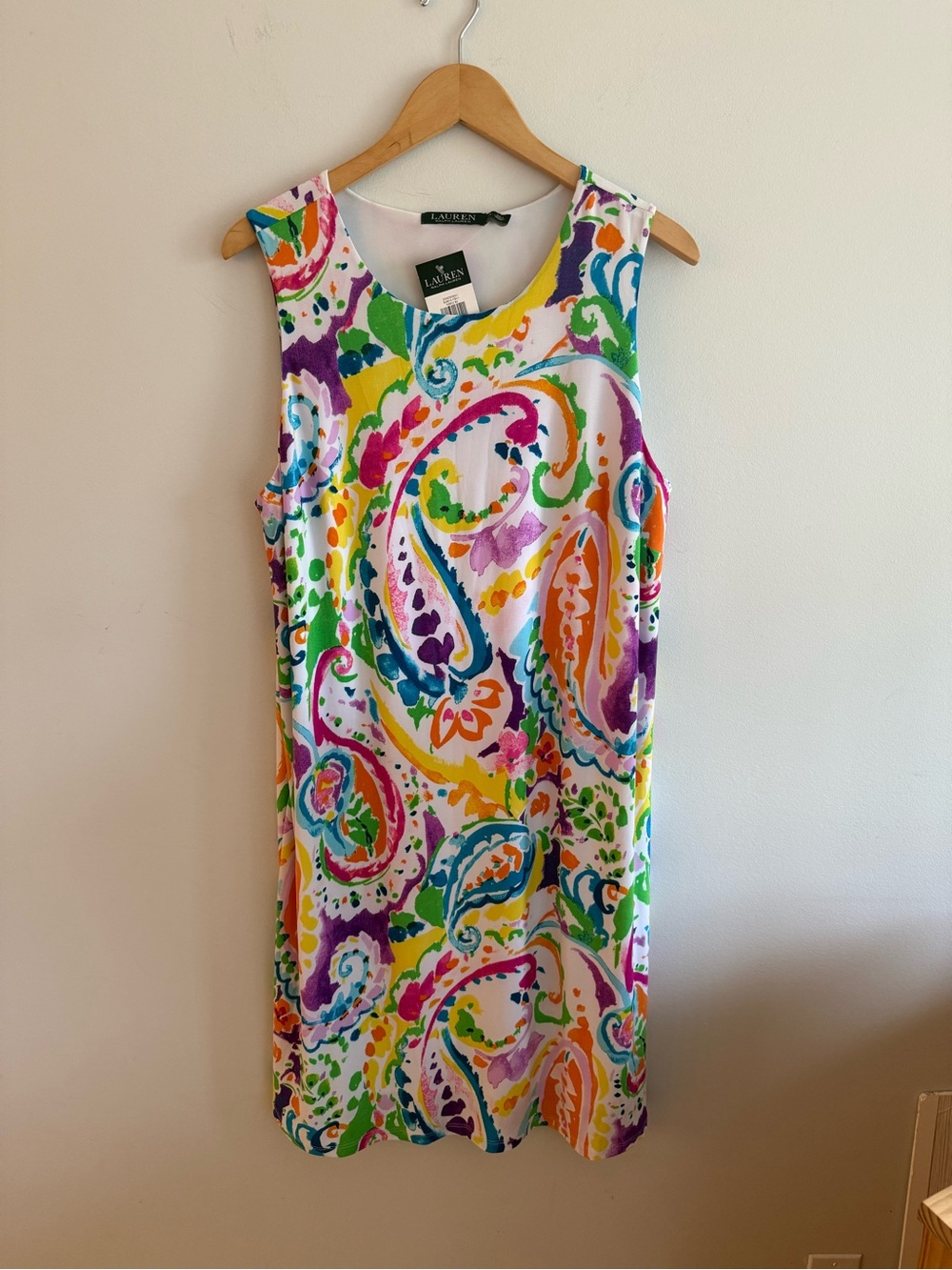 Lauren Ralph Lauren 2X Multicolor Paisley Sleeveless Lined Dress NWT